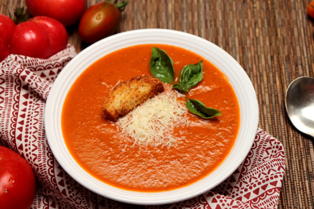 Roasted Summer Tomato and Basil Soup | Chapi's Kitchen